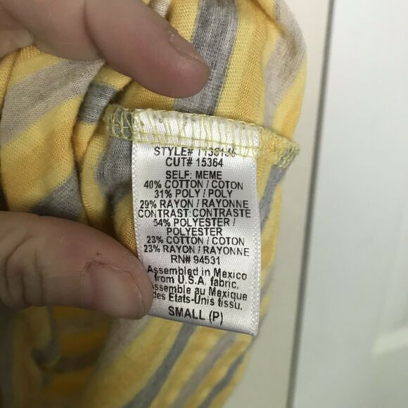 Anthropologie Testament Butter Yellow Striped Babydoll Sleeveless Top - Small - Picture 6 of 6